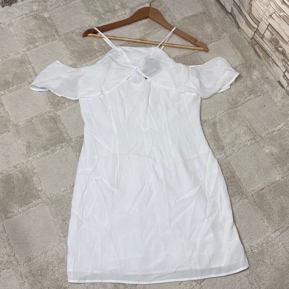 BB DAKOTA The Collection Kaless Ruffle Dress Off Shoulder White Mini Dress - Picture 4 of 9